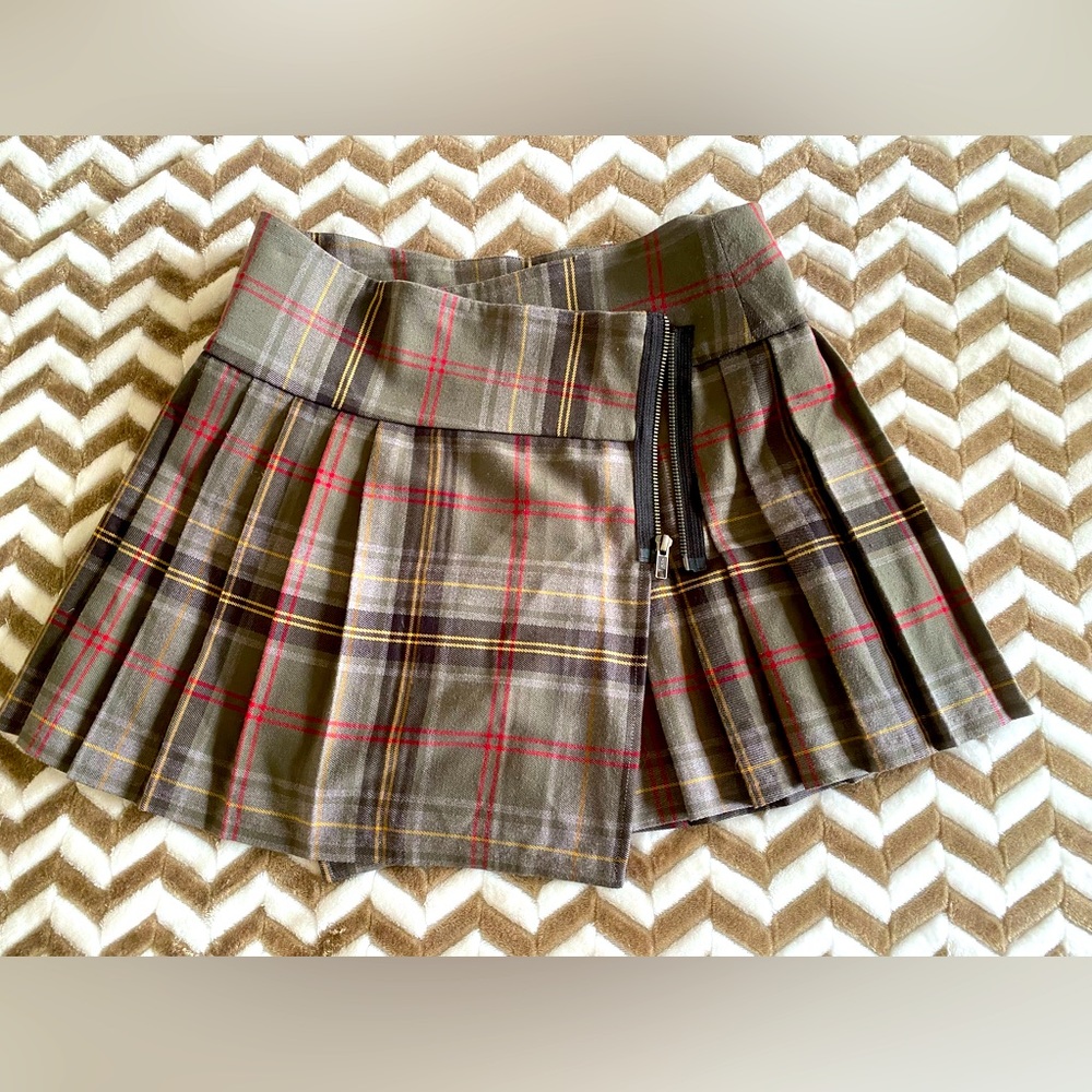 Aqua Cutest Plaid Tartan Pleated Mini Wrap Skirt Sz M - Picture 2 of 14